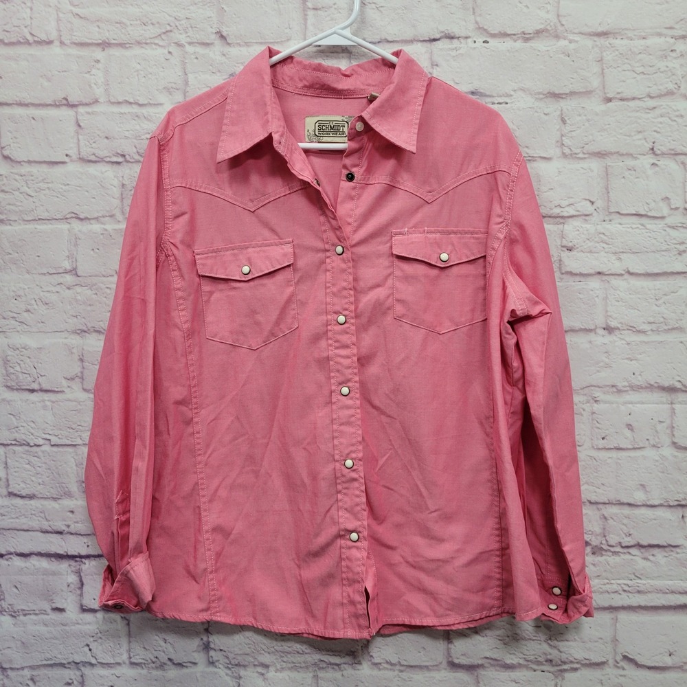 CE Schmidt Workwear Pink Western Cowgirl Snap Shirt Womens XL Indie Gorp Utility